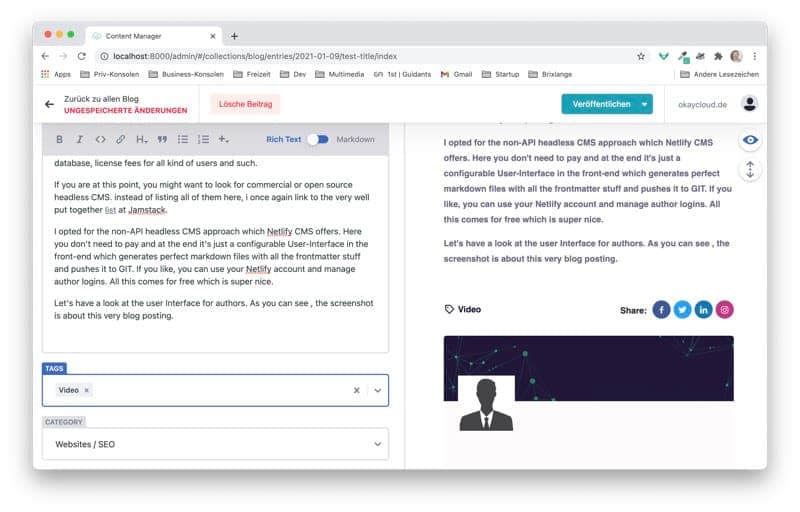 Netlify CMS Author UI