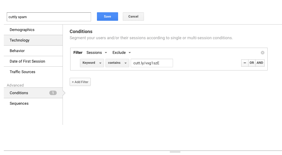 keyword exclusion segment keyword exclusion segment